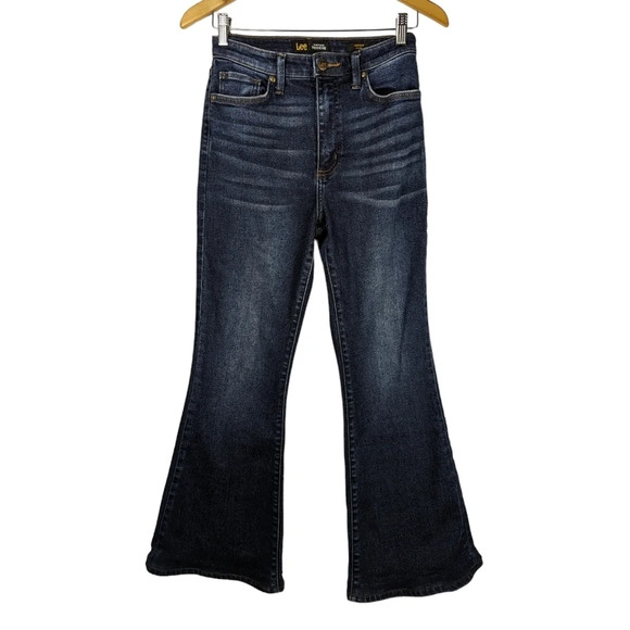 Lee Vintage Modern High Rise Flare Jeans Women’s Size 27 Dark Wash Denim - Picture 1 of 12